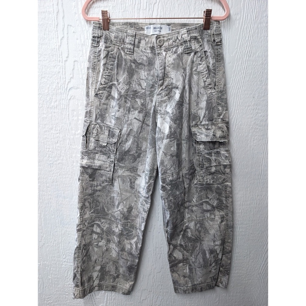 Hollister Baggy Camouflage Camo Cargo Utility Pants Bottoms Size 28x30